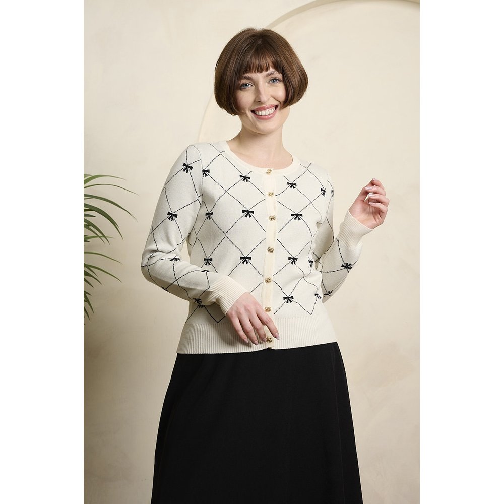 Banned - Betty Bow Cardigan - Cream
